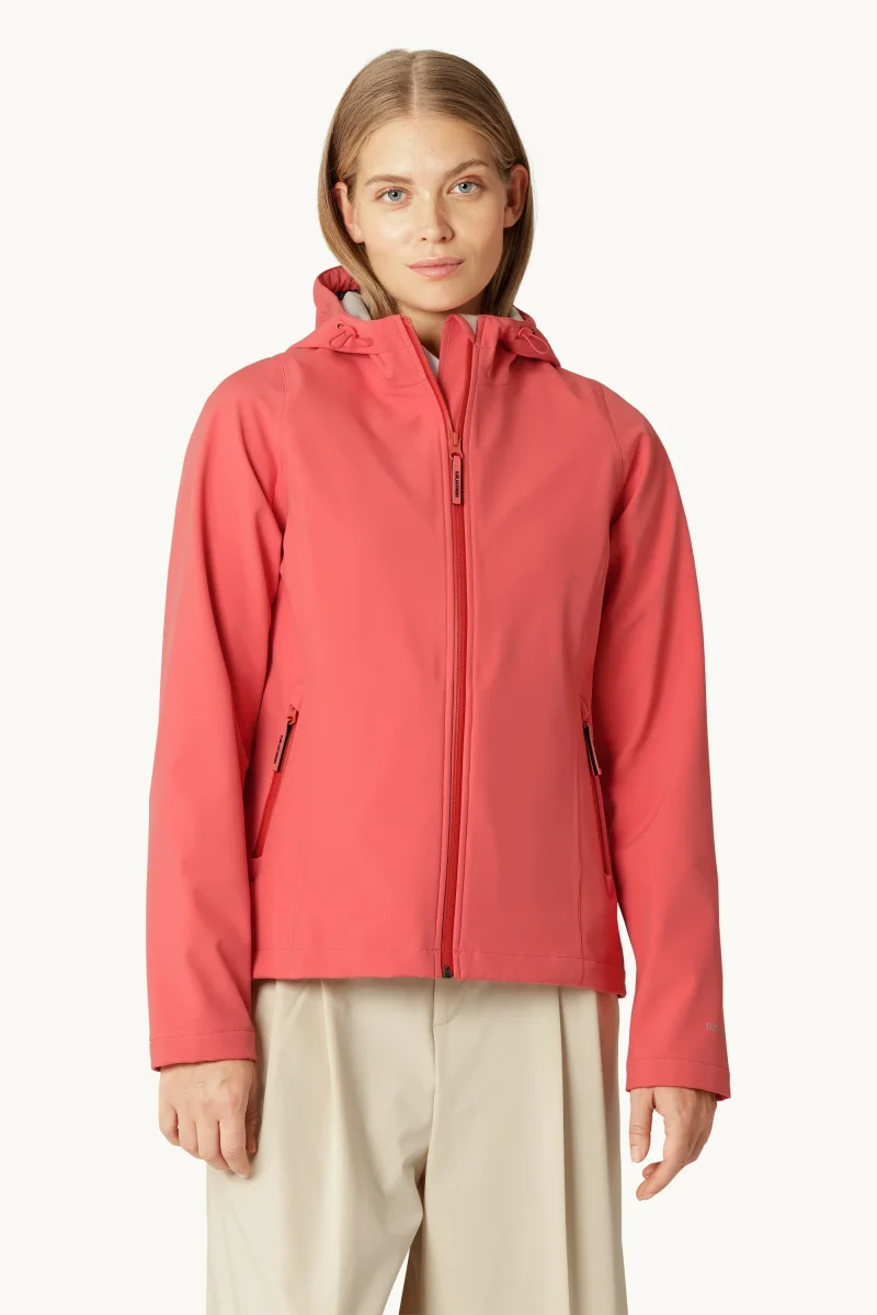 Kort Softshell Regnjakke - Spiced Coral - Image 3