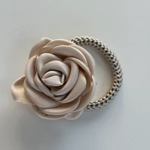Satin Rose Hair Tie, Champagne